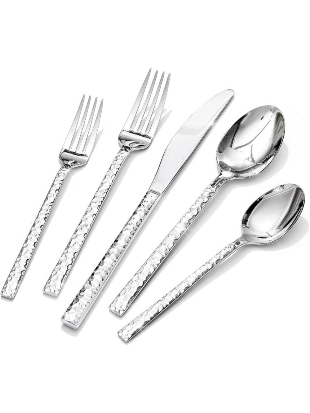 20-Piece Hammered Stainless Steel Flatware Set for 4 | Elegant Silverware Set